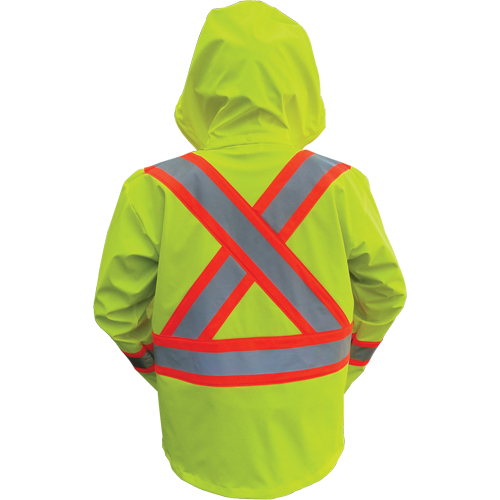 Vestes de s&eacute;curit&eacute; imperm&eacute;ables ignifuges haute visibilit&eacute; en polyur&eacute;thane, Petit, Jaune lime haute visibilit&eacute; Haskins Industrial Inc.