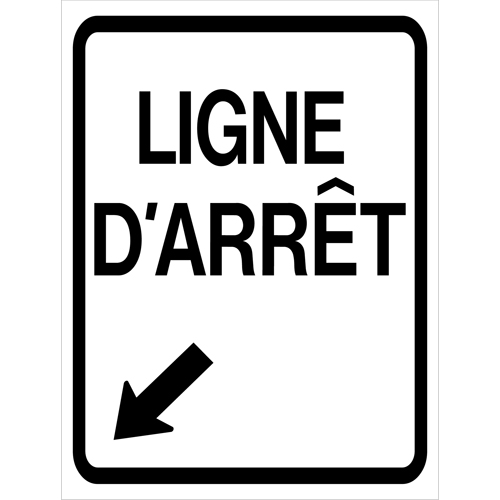 "Ligne d'Arr&ecirc;t" Roll-Up Traffic Sign, 23-3/5" x 29-1/2", Vinyl, French with Pictogram Haskins Industrial Inc.