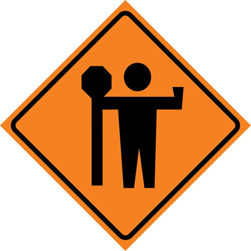 Flagman Roll-Up Sign Traffic Sign, 29-1/2" x 29-1/2", Vinyl, Pictogram Haskins Industrial Inc.