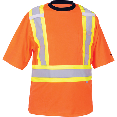 T-shirt de s&eacute;curit&eacute;, Polyester, Moyen, Orange haute visibilit&eacute; Haskins Industrial Inc.