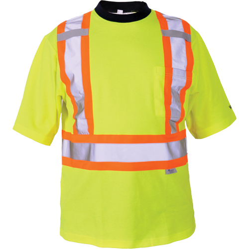 T-shirt de s&eacute;curit&eacute;, Polyester, 2T-Grand, Jaune lime haute visibilit&eacute; Haskins Industrial Inc.