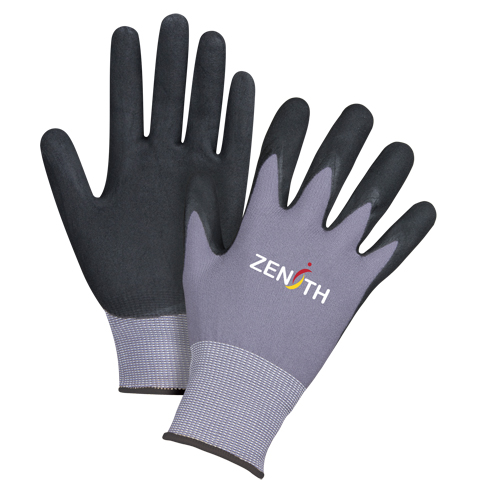Gants ZX-1 de premi&egrave;re qualit&eacute; compatibles avec les &eacute;crans tactiles, 10/T-Grand, R&ecirc;vetement Nitrile/Mousse de nitrile, Calibre 15, Enveloppe en Nylon Haskins Industrial Inc.