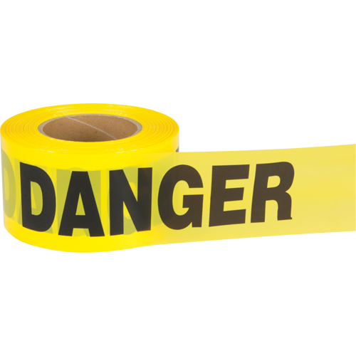 Ruban pour barricade Danger, Bilingue, 3" la x 1000' lo, 1,5 mil, Noir sur jaune Haskins Industrial Inc.