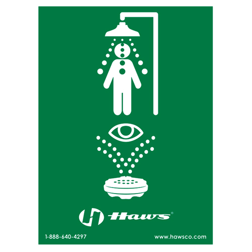 Enseigne douche/douche oculaire d'urgence, 24" x 18", Plastique, Pictogramme Haskins Industrial Inc.