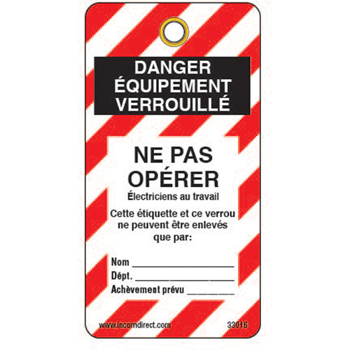 Lockout Tags, Plastic, 3" W x 5-3/4" H, French Haskins Industrial Inc.