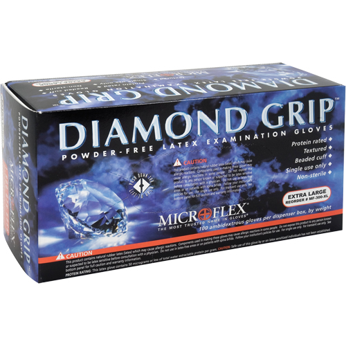 Diamond Grip Examination Gloves, X-Large, Latex, 8-mil, Powder-Free, Natural, Class 2 Haskins Industrial Inc.