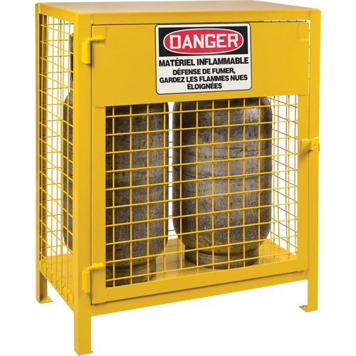 Gas Cylinder Cabinets, 2 Cylinder Capacity, 30" W x 17" D x 37" H, Yellow Haskins Industrial Inc.