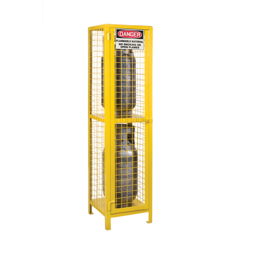 Gas Cylinder Cabinets, 2 Cylinder Capacity, 17" W x 17" D x 69" H, Yellow Haskins Industrial Inc.
