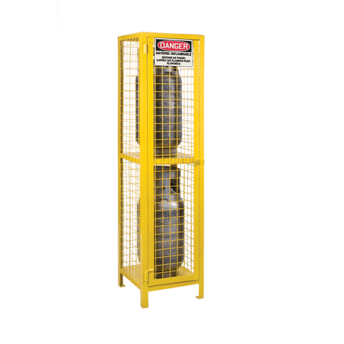 Gas Cylinder Cabinets, 2 Cylinder Capacity, 17" W x 17" D x 69" H, Yellow Haskins Industrial Inc.