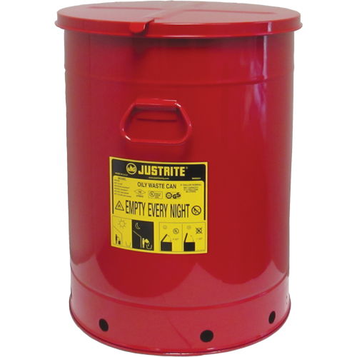 Hand Operated Oily Waste Can, FM Approved/UL Listed, 21 US gal., Red Haskins Industrial Inc.