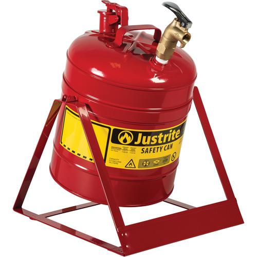 Laboratory Safety Can with Faucet, Type I, Steel, 5 US gal., Red, FM Approved Haskins Industrial Inc.