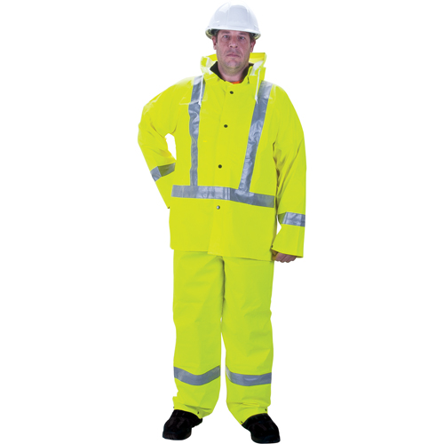 RZ900 Premium Traffic Rain Suit, Small, High Visibility Lime-Yellow Haskins Industrial Inc.