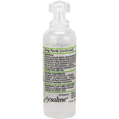 Bouteilles de solution saline pour douche oculaire, Bouteille Plein, 1 oz Haskins Industrial Inc.