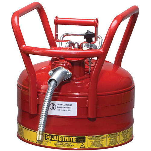 Bidons s&eacute;curitaires D.O.T. de AccuFlow, Type II, Acier, 2,5 gal. US, Rouge, Homologu&eacute; FM Haskins Industrial Inc.