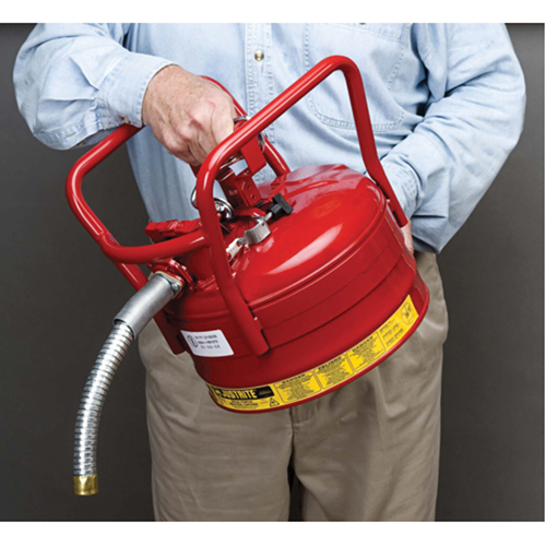 D.O.T. AccuFlow Safety Cans, Type II, Steel, 2.5 US gal., Red, FM Approved Haskins Industrial Inc.
