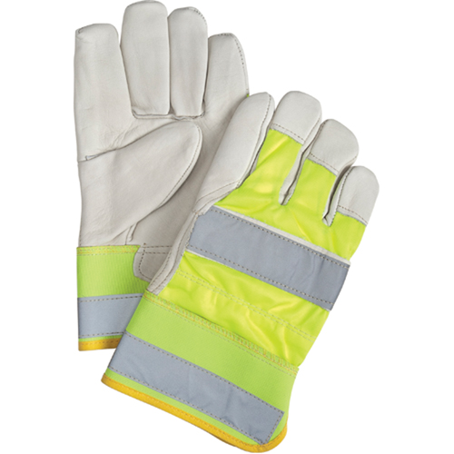 Gants d'ajusteur haute visibilit&eacute; de premi&egrave;re qualit&eacute;, Grand, Paume en Cuir fleur de vache Haskins Industrial Inc.