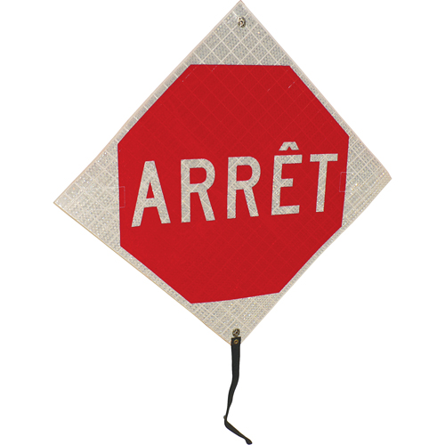 Panneau de circulation enroulable  Arr&ecirc;t , 24" x 24", Vinyle, Français Haskins Industrial Inc.