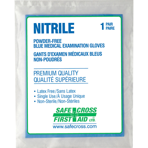 Gants d'examen m&eacute;dical, Grand, Nitrile, 5 mils, Sans poudre, Transparent, Classe 2 Haskins Industrial Inc.