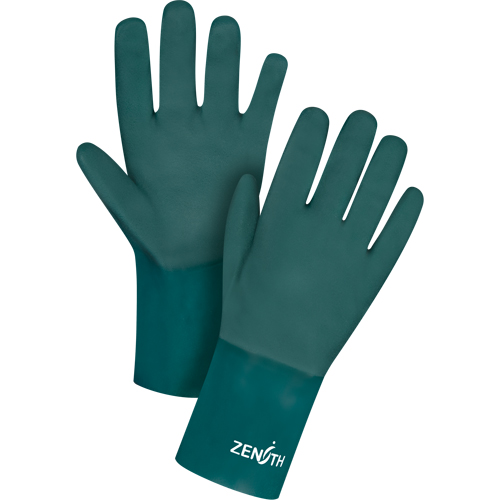 Double Dipped Green Gloves, 12" L, PVC, Cotton Jersey Inner Lining, 70-mil Haskins Industrial Inc.