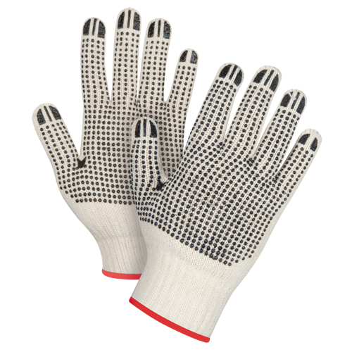 Gants tricot&eacute;s de poids lourd &agrave; deux c&ocirc;t&eacute;s avec pois, Poly/coton, Deux c&ocirc;t&eacute;s, Calibre 7, Petit Haskins Industrial Inc.