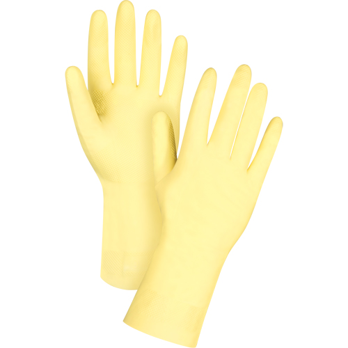 Premium Canary Yellow Chemical-Resistant Gloves, Size Small/7, 12" L, Rubber Latex, Flock-Lined Inner Lining, 18-mil Haskins Industrial Inc.