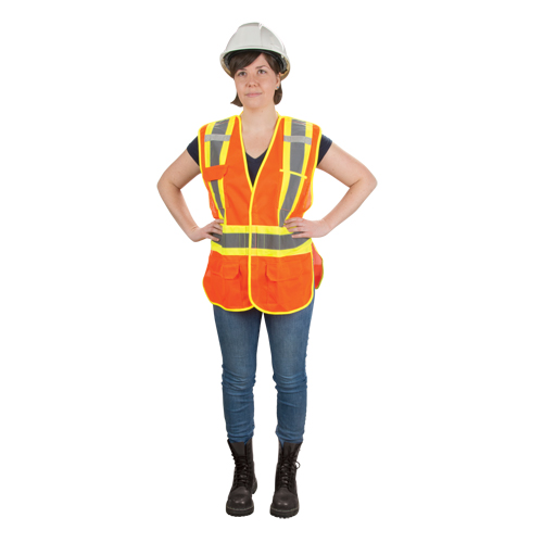 CSA Compliant High Visibility Surveyor Vest, High Visibility Orange, X-Large, Polyester Haskins Industrial Inc.