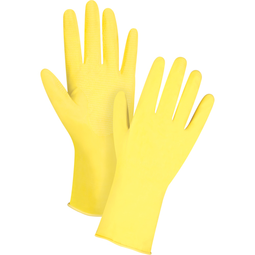 Premium Canary Yellow Chemical-Resistant Gloves, Size Small/7, 12" L, Rubber Latex, Flock-Lined Inner Lining, 15-mil Haskins Industrial Inc.