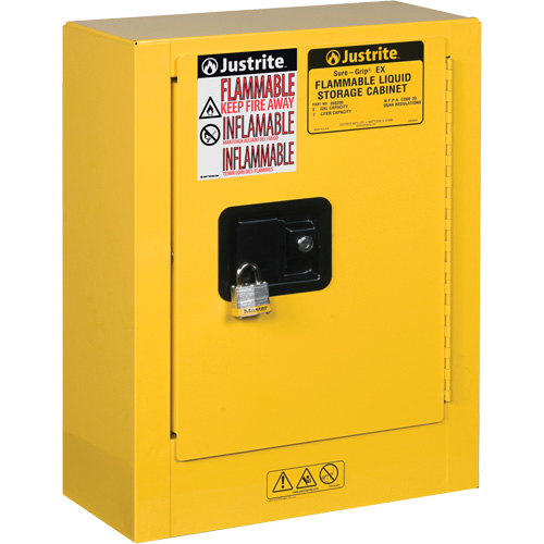 Sure-Grip&reg; EX Mini Flammable Safety Cabinet, 2 Gal., 1 Door, 17" W x 22" H x 8" D Haskins Industrial Inc.