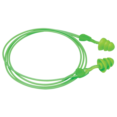 Bouchons d'oreilles r&eacute;utilisables Glide Trio, Avec cordon, Vrac - &agrave; nu, 27 dB NRR, Taille unique Haskins Industrial Inc.