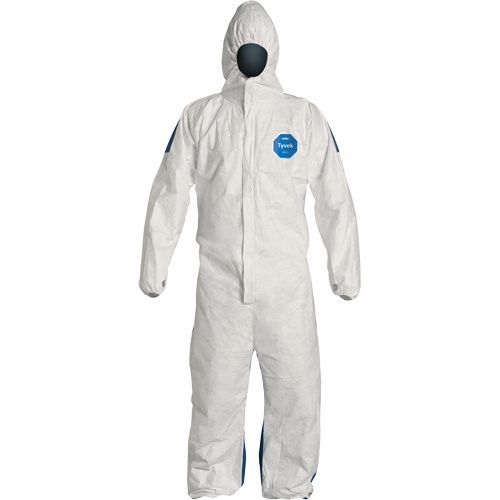 Hooded Coveralls, 4X-Large, Blue/White, Tyvek&reg; 400 D Haskins Industrial Inc.