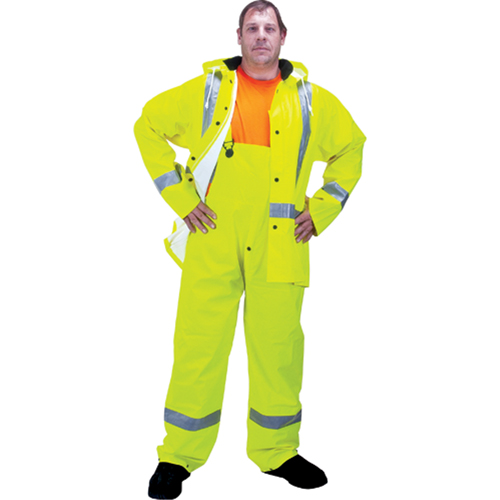 RZ900 Premium Traffic Rain Suit, Polyester, Small, High Visibility Lime-Yellow Haskins Industrial Inc.