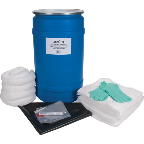 Shop Spill Kit, Oil Only, Drum, 30 US gal. Absorbancy Haskins Industrial Inc.
