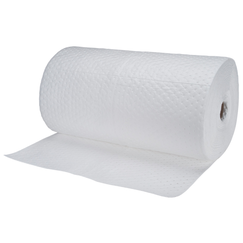 Rouleaux absorbants en fibres fines de calibre industriel, Poids moyen, 150' lo x 30" la, Absorption 50 gal. Haskins Industrial Inc.