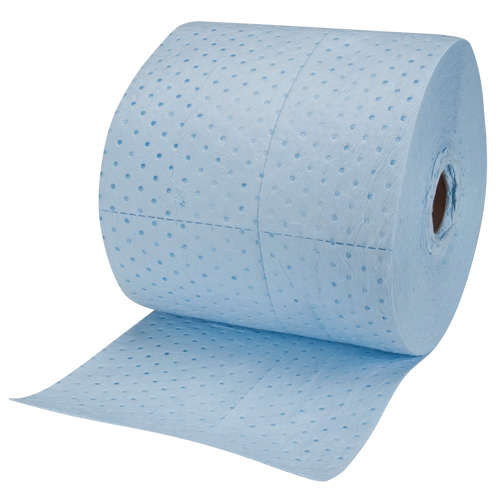 Rouleaux absorbants li&eacute;s bleus de premi&egrave;re qualit&eacute;, Lourd, 150' lo x 15" la, Absorption 25 gal. Haskins Industrial Inc.