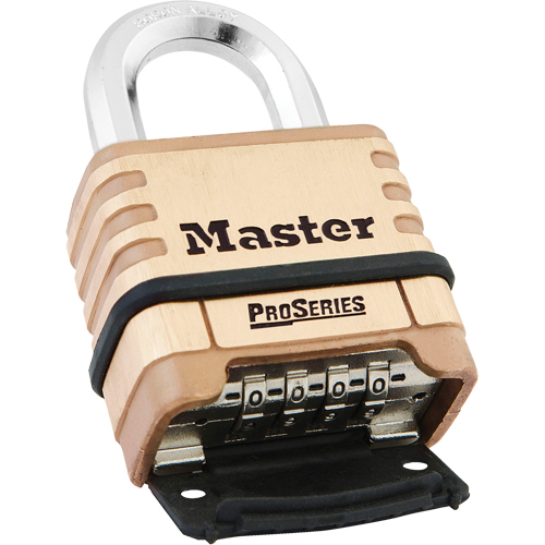 ProSeries&reg; Combination Padlock, Silver, Brass Coating, 2-1/4" Width Haskins Industrial Inc.