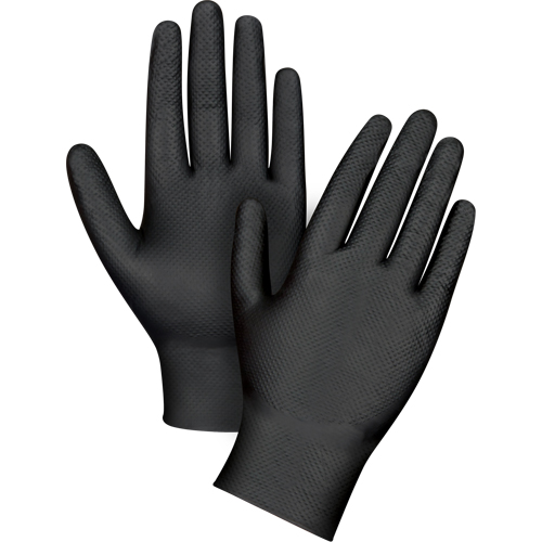 Gants d'examen de poids lourd &agrave; prise tactile, Petit, Nitrile, 8 mils, Sans poudre, Noir Haskins Industrial Inc.