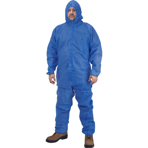 Hooded Coveralls, Large, Blue, SMS Haskins Industrial Inc.