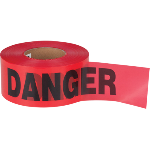 "Danger" Barricade Tape, Bilingual, 3" W x 1000' L, 1.5 mils, Black on Red Haskins Industrial Inc.