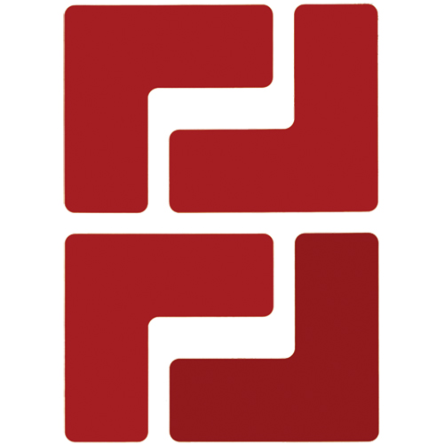 Floor Corner Marks, L, 5" L x 2" W, Red, Polyester Haskins Industrial Inc.