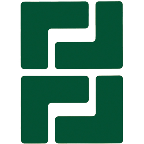 Floor Corner Marks, L, 5" L x 2" W, Green, Polyester Haskins Industrial Inc.
