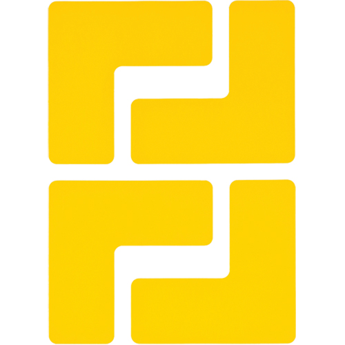 Floor Corner Marks, L, 5" L x 2" W, Yellow, Polyester Haskins Industrial Inc.