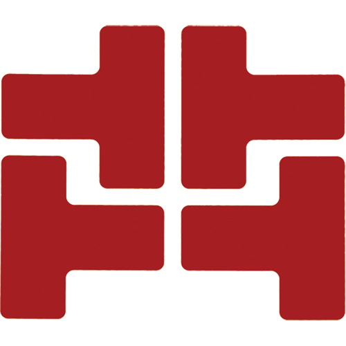 Floor Corner Marks, T, 5" L x 2" W, Red, Polyester Haskins Industrial Inc.