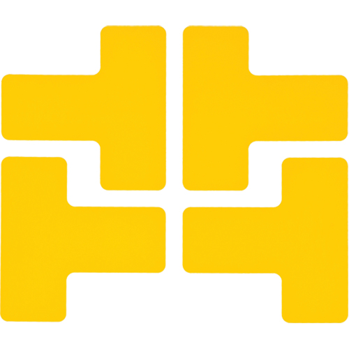 Floor Corner Marks, T, 5" L x 2" W, Yellow, Polyester Haskins Industrial Inc.