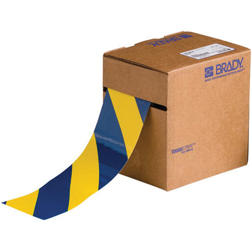 Ruban de marquage pour planchers ToughStripe, 3" x 100', Polyester, Bleu et jaune Haskins Industrial Inc.