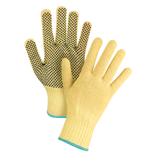 Gants tricot&eacute;s sans couture &agrave; pois, Taille T-Grand/10, Calibre 7, Rev&ecirc;tement PVC, Enveloppe en Kevlar, ASTM ANSI niveau A2/EN 388 niveau 3 Haskins Industrial Inc.