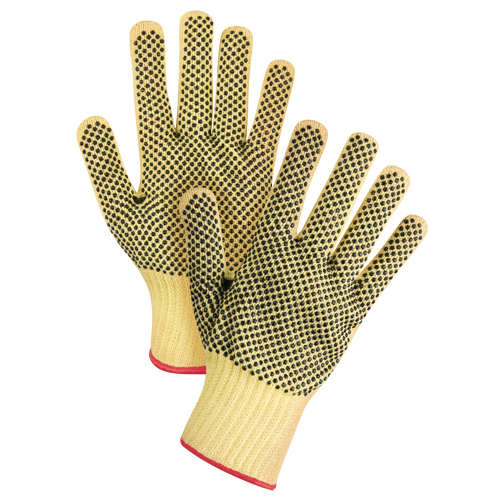 Gants tricot&eacute;s deux c&ocirc;t&eacute;s, sans couture, &agrave; pois, Taille Petit/7, Calibre 7, Rev&ecirc;tement PVC, Enveloppe en Kevlar, ASTM ANSI niveau A2/EN 388 niveau 3 Haskins Industrial Inc.