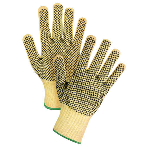 Gants tricot&eacute;s deux c&ocirc;t&eacute;s, sans couture, &agrave; pois, Taille Moyen/8, Calibre 7, Rev&ecirc;tement PVC, Enveloppe en Kevlar, ASTM ANSI niveau A2/EN 388 niveau 3 Haskins Industrial Inc.