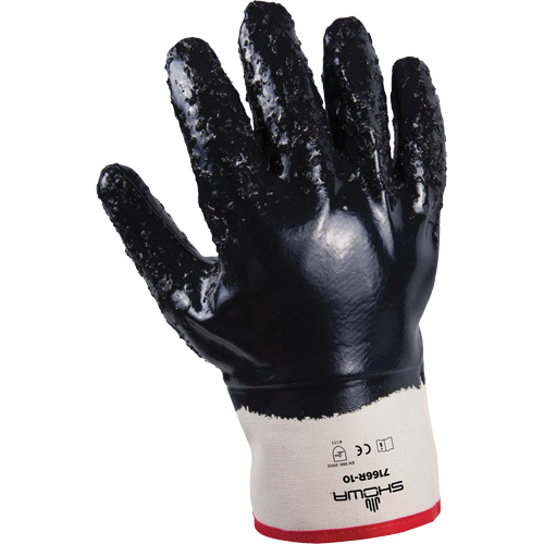 Gants 7166R Showa &agrave; prise rugueuse, 10/T-Grand, R&ecirc;vetement Mousse de nitrile, Enveloppe en Jersey/Coton Haskins Industrial Inc.