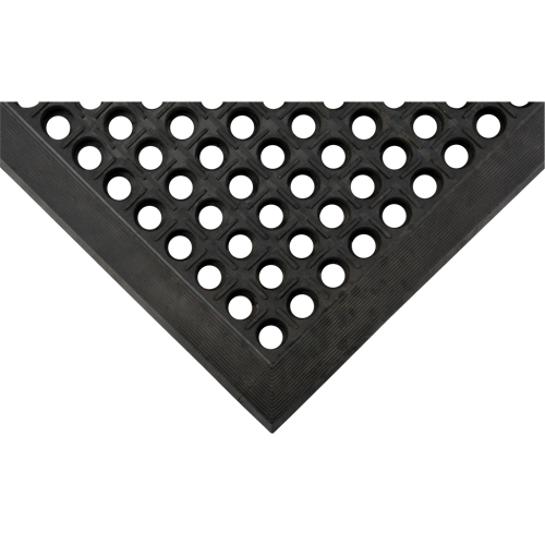 Tapis antifatigue, &agrave; fentes, 3' x 5' x 7/8", Noir, Caoutchouc naturel Haskins Industrial Inc.