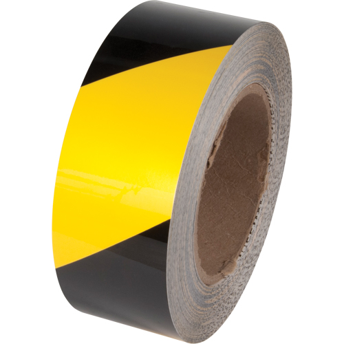 Ruban de marquage pour plancher Tuff Mark, 4" x 100', Polyester, Noir et jaune Haskins Industrial Inc.